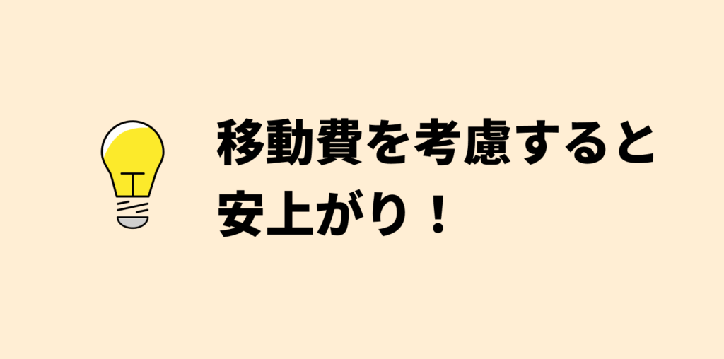 menu(メニュー)は移動費を考えると安上がり